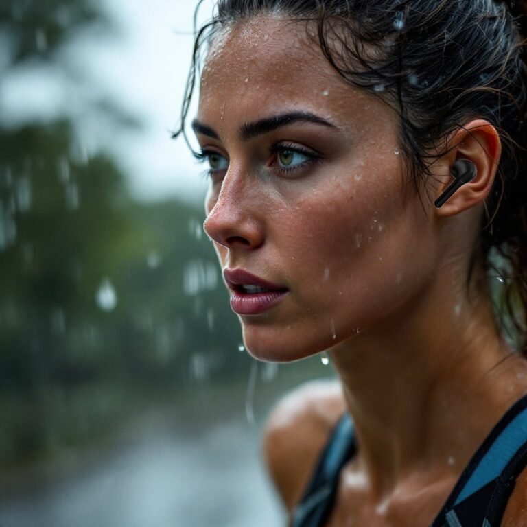 woman running using Vibe-Tech Wireless Earbuds