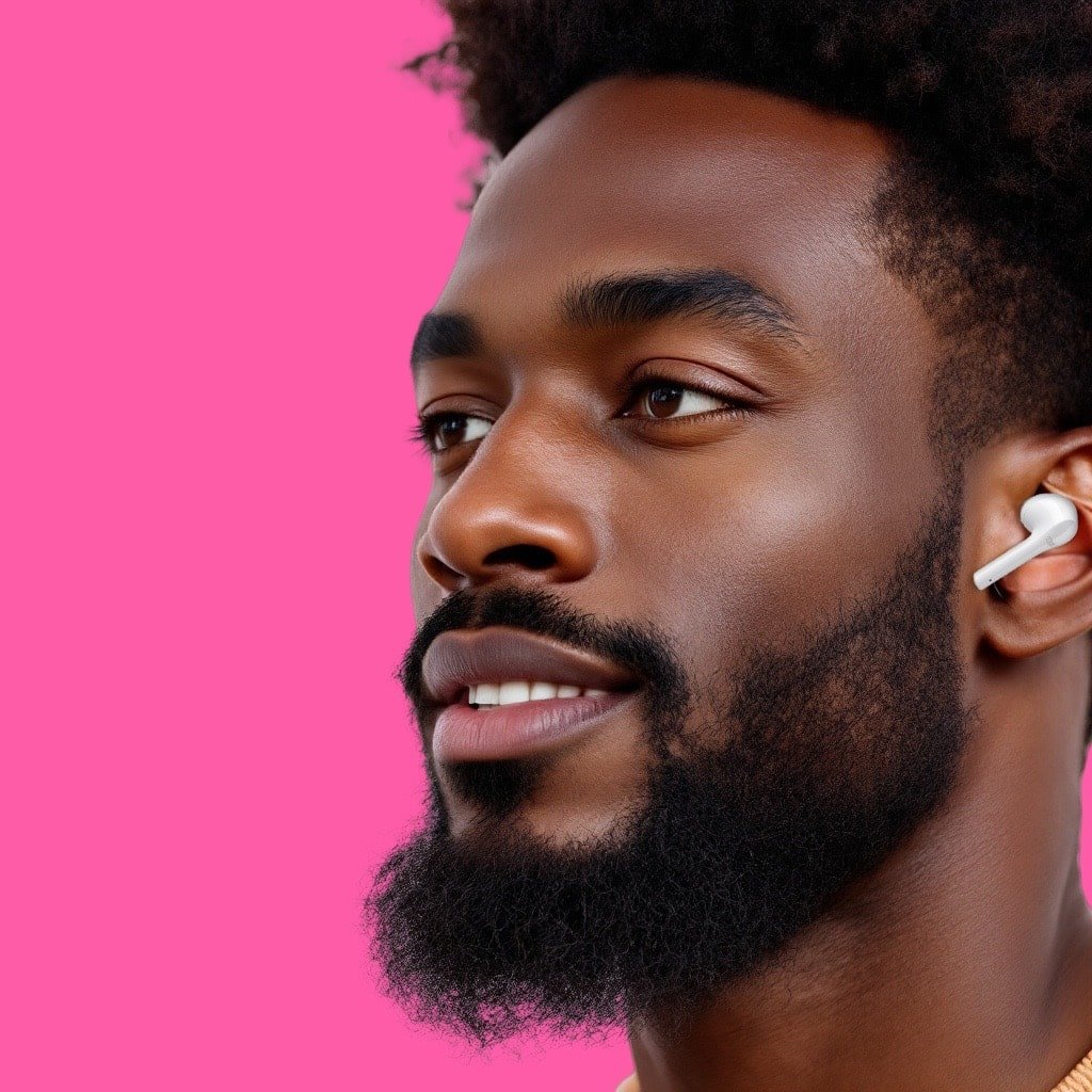 Man wearing Vibe-Tech Wireless Earbuds